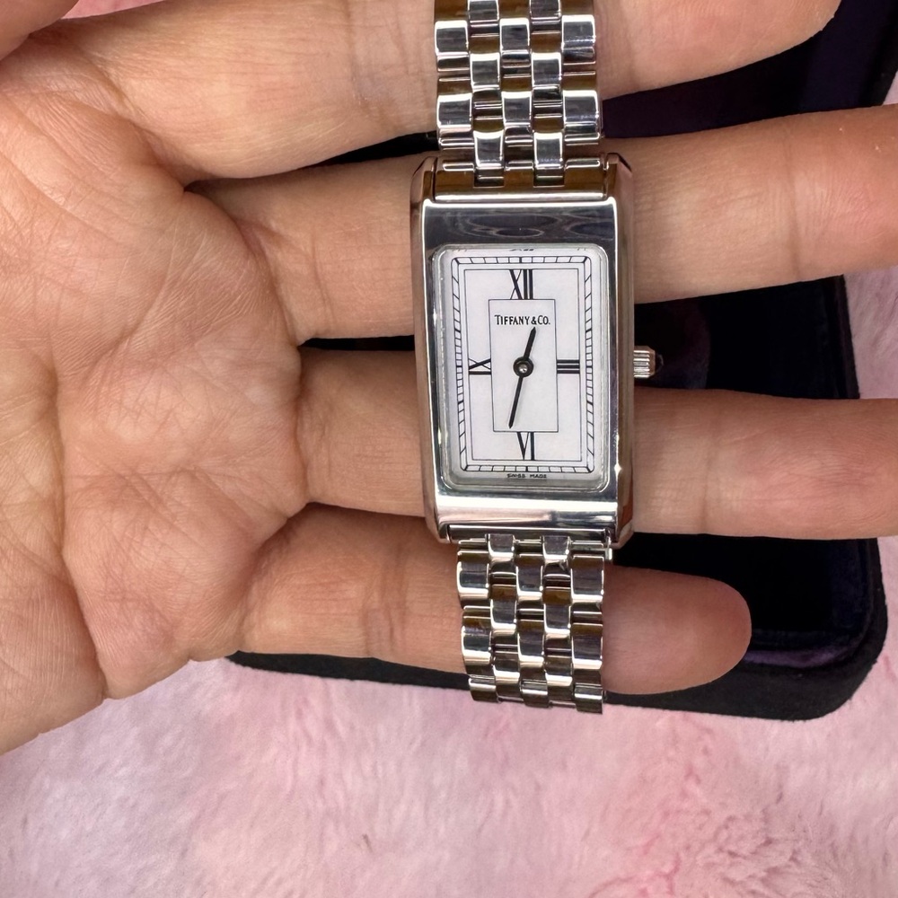 TIFFANY AND CO. Classic Rectangle Roman Watch Quartz AUTHENTIC - Picture 3 of 8